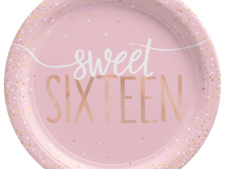 Rose Gold & Pink Sweet 16 Dessert Plates, 8ct Cheap