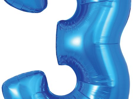 Oaktree 34  Numeral 3 Balloon - Blue For Cheap