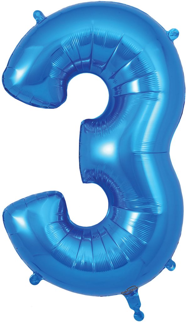 Oaktree 34  Numeral 3 Balloon - Blue For Cheap