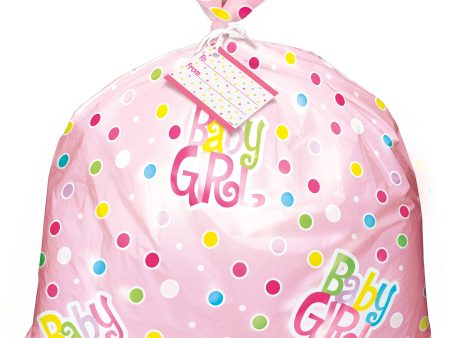 Pink Polka Dots Baby Shower Gift Bag, 44 x36 , 1ct Online Sale