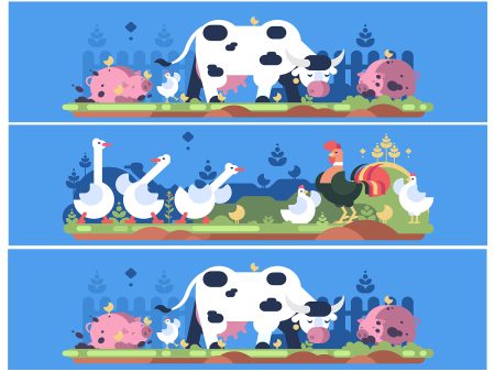 Farm Animals Cow Pig Goose and a Chicken Edible Cake Topper Image Strips ABPID57502 For Discount