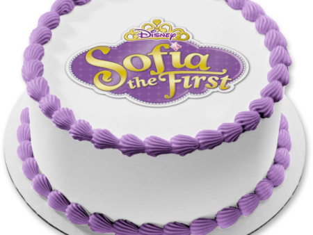 Sofia the First Logo Crown with a Purple Background Edible Cake Topper Image ABPID07380 Hot on Sale