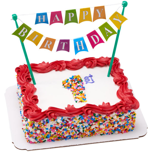 Happy Birthday Banner Layon Dessert Decoration Topper Cheap