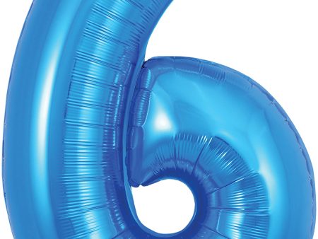 Oaktree 34  Numeral 6 Balloon - Blue For Discount