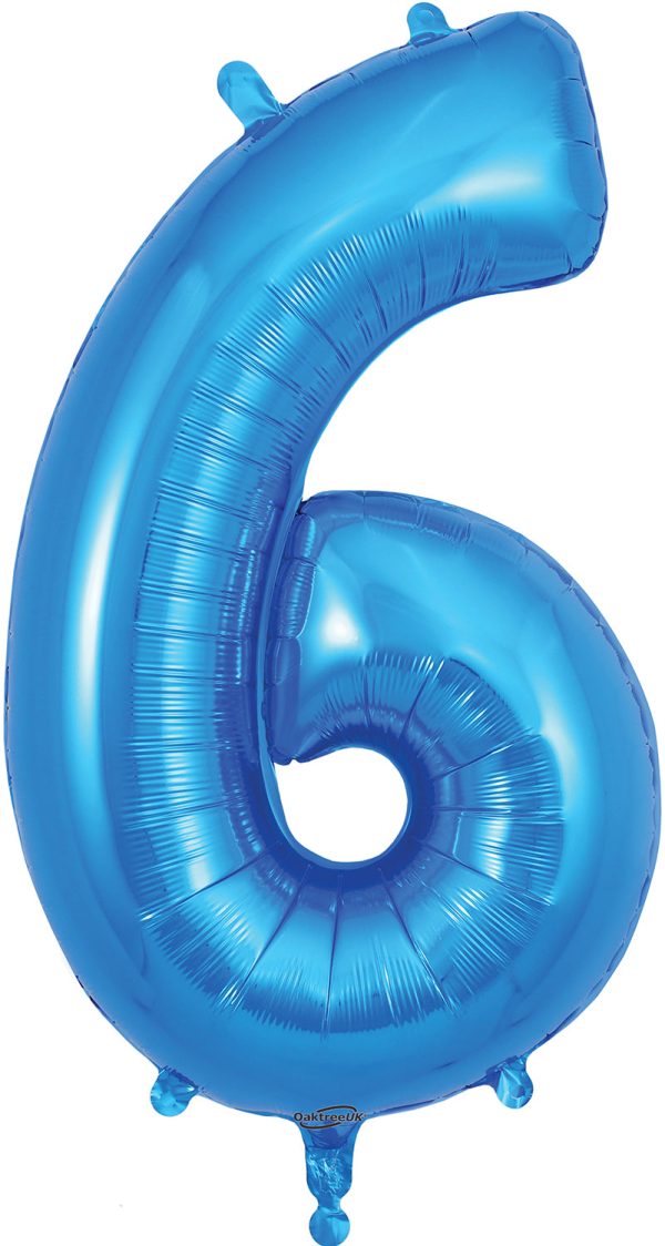 Oaktree 34  Numeral 6 Balloon - Blue For Discount