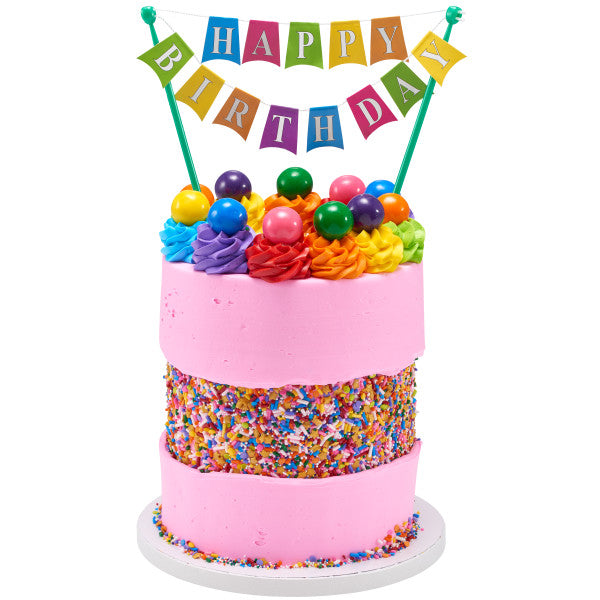 Happy Birthday Banner Layon Dessert Decoration Topper Cheap