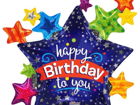 Happy Birthday Many Stars 36  Foil Balloon, 1ct Cheap