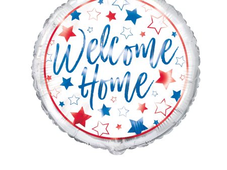 Red, White, Blue Welcome Home 18  Round Foil Balloon, 1ct For Cheap