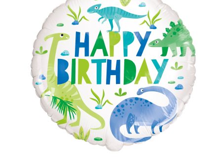 Blue & Green Dinosaur Round 18  Foil Balloon, 1ct For Cheap