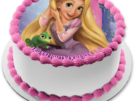 Tangled Princess Rapunzel Pascal and a Tower Edible Cake Topper Image ABPID57505 Online Sale