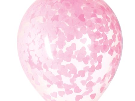 Clear Latex Balloons with Pink Heart Confetti 16 , 5ct Online Hot Sale