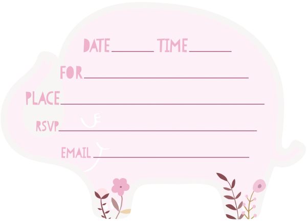 Pink Floral Elephant Invitations, 8ct on Sale