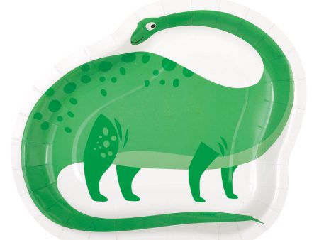 Blue & Green Dinosaur Shaped 8.25  Plates, 8ct Hot on Sale