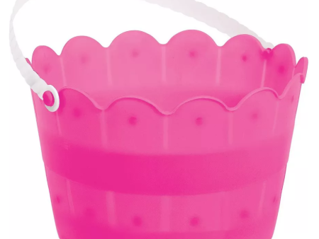 Bright Pink Plastic Scalloped Easter Bucket, 1ct Online Sale