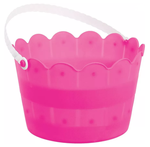 Bright Pink Plastic Scalloped Easter Bucket, 1ct Online Sale