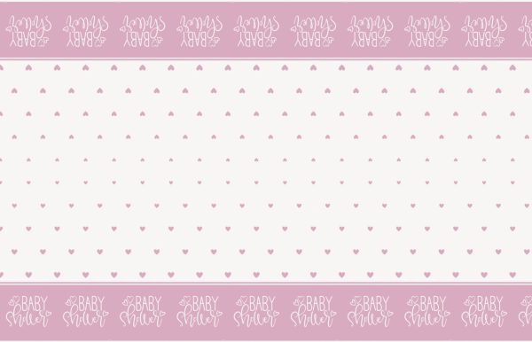 Pink Hearts Baby Shower Rectangular Plastic Table Cover, 54  x 84 , 1ct Hot on Sale