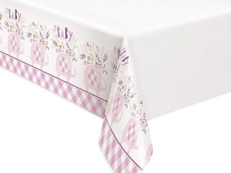 Pink Floral Elephant Plastic Table Cover, 54 x84 , 1ct For Cheap