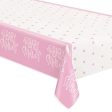 Pink Hearts Baby Shower Rectangular Plastic Table Cover, 54  x 84 , 1ct Hot on Sale