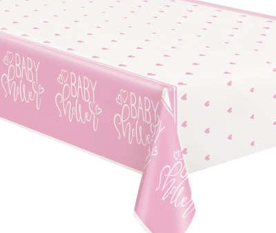 Pink Hearts Baby Shower Rectangular Plastic Table Cover, 54  x 84 , 1ct Hot on Sale