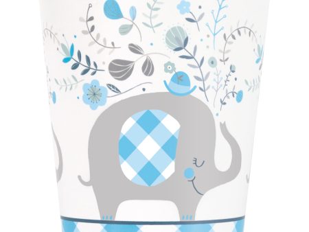 Blue Floral Elephant 9oz Paper Cups, 8ct Hot on Sale