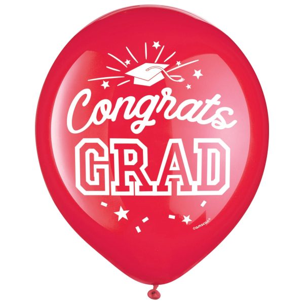 Grad 12  Latex Balloons - Red, 15ct on Sale