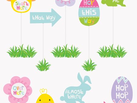 Easter Egg Hunt Clue Signs, 10ct Supply