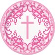 Fancy Pink Cross Round 9  Dinner Plates, 8ct Online Sale