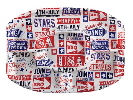 Patriotic 13  x 18  Plastic Sectional Platter, 1ct Online Hot Sale