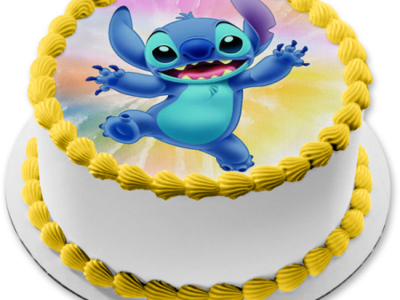 Lilo and Stitch Tye Dye Background Edible Cake Topper Image ABPID57500 on Sale