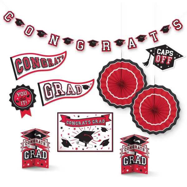 Grad Party Decorating Kit - Red, 10pcs on Sale