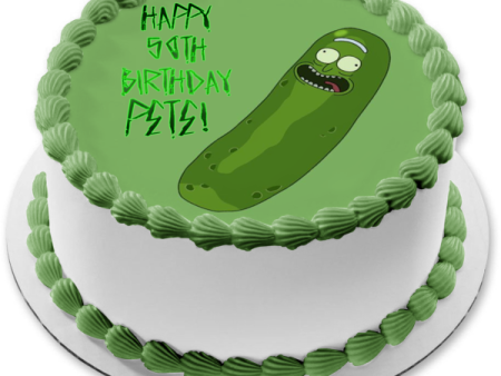 Rick and Morty Pickle Rick Sanchez with a Green Background Edible Cake Topper Image ABPID57496 For Cheap